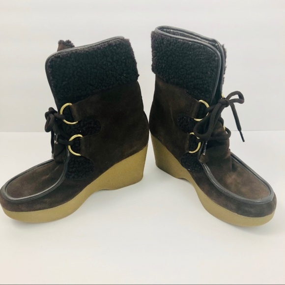 tommy hilfiger round stud wedge bootie